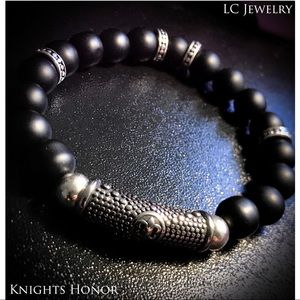 Men’s Black and Silver Beaded Bracelet